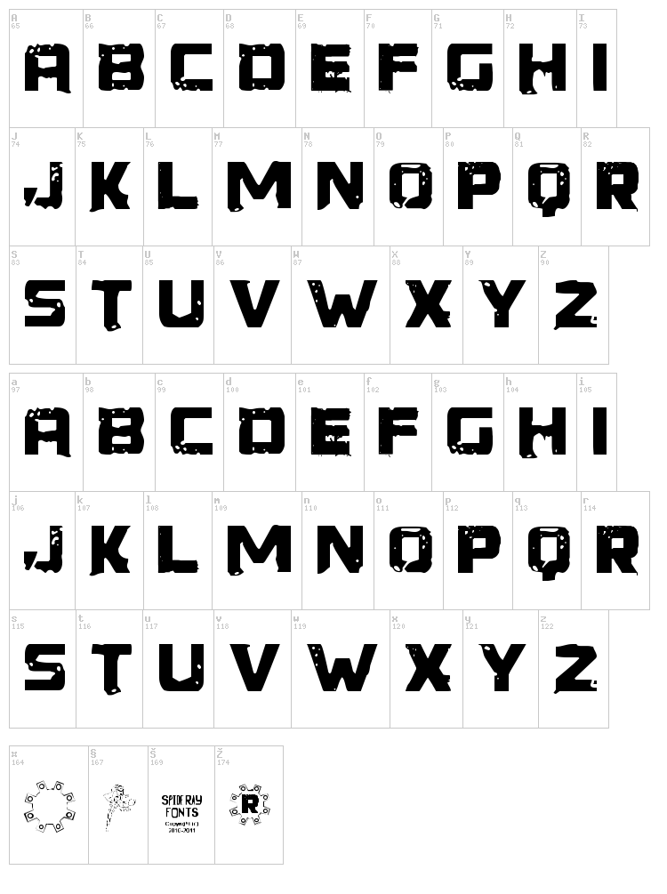 Generator Rex font map